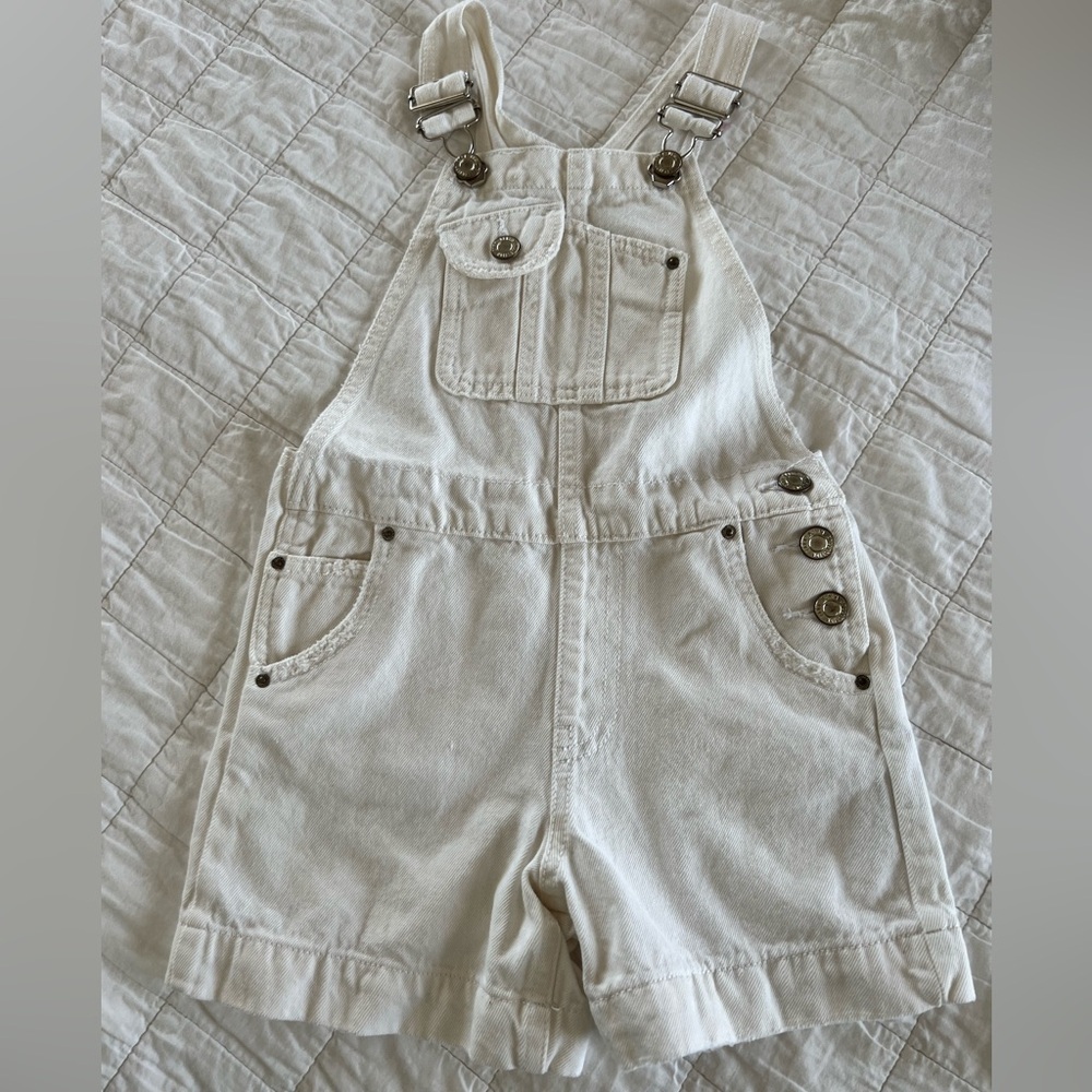 Zara kids children size 6 white denim overall shorts